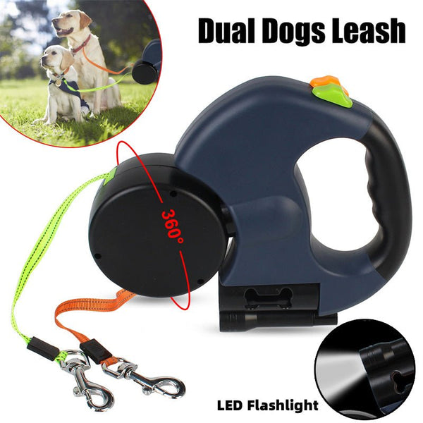 GlowSafe Dual Retractable Dog Leash