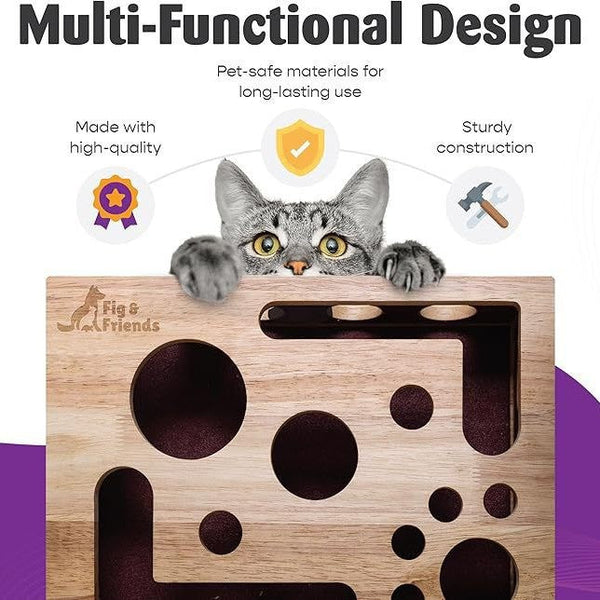 Wooden Maze Cat Toy Square Puzzle